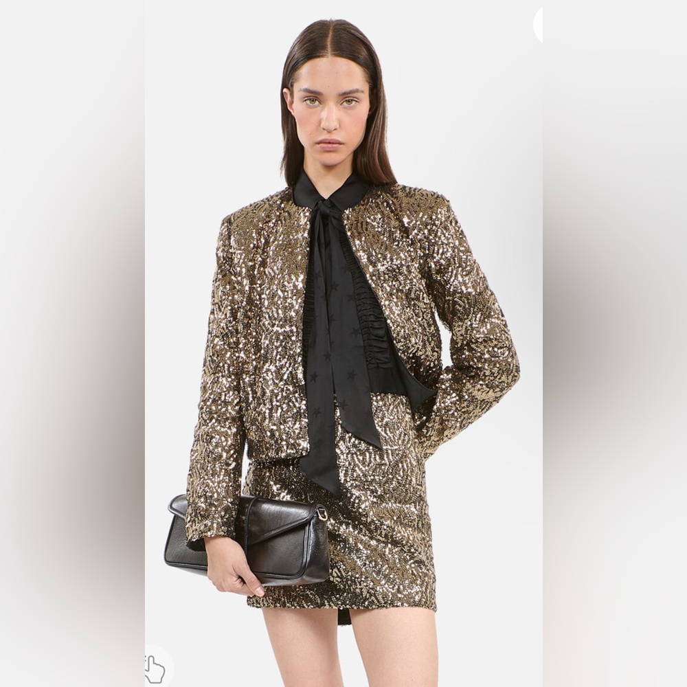 Kooples Skirt /Blazer making a fun two piece set.Gold Sz 1 (S).